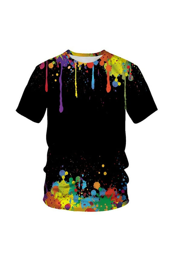 Mens Tshirt Graphic Funny, Fashion Colorful Printed T-Shirts Pattern Crewneck Short Sleeve Tees for Men(Black,S)