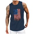 thumbnail image 1 of kpoplk Mens USA Flag Stars and Stripes 4th of July Tank Tops Retro Muscle 1776 Short Sleeved Shirt(Dark Blue,3XL), 1 of 4