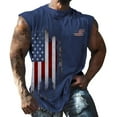 thumbnail image 1 of kpoplk Mens USA Flag Stars and Stripes 4th of July Tank Tops Retro Muscle 1776 Short Sleeved Shirt(Navy,L), 1 of 4
