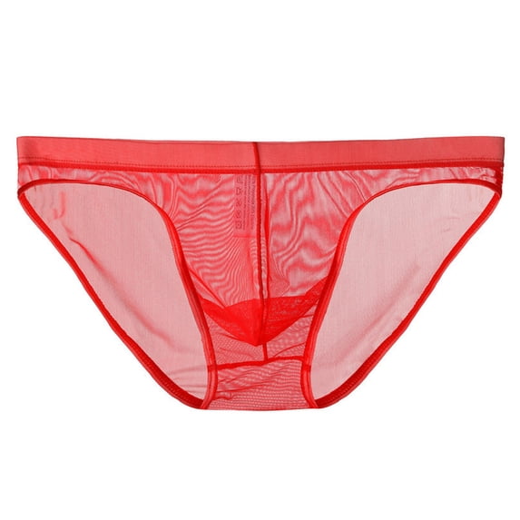 kpoplk Mens Underwear Briefs Men's Comfortable Low-Rise Bikini Underwear Thong (Red,L)