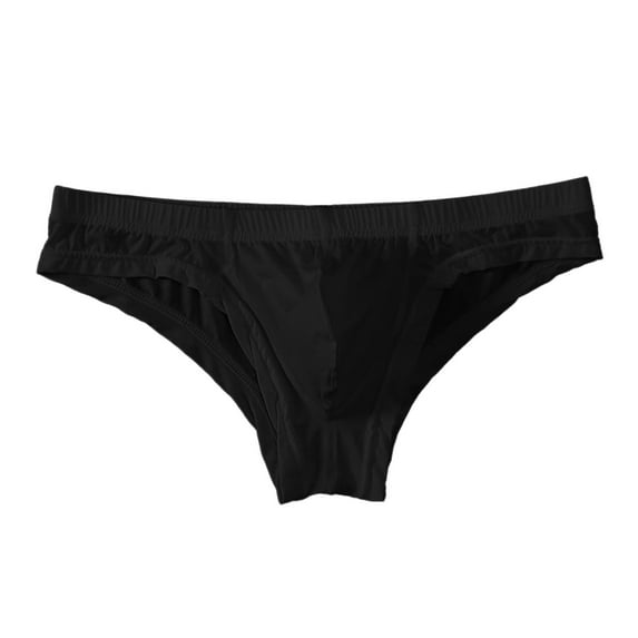 kpoplk Mens Underwear Briefs Mens Ice Silk Thongs Low Rise T-Back Bikini Briefs Underwear(Black,XXL)