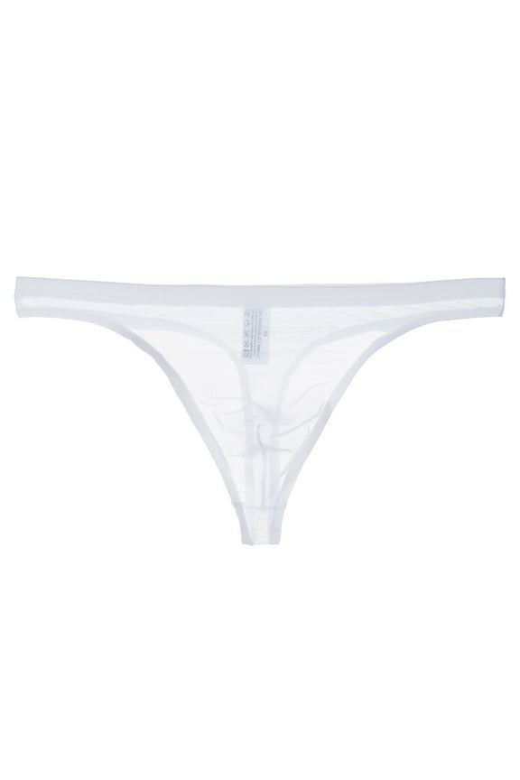 Mens Underwear Mens Thong V-Shaped Brief Bikini Beach Low Rise Soft Lightweight Underwear(White,XL)