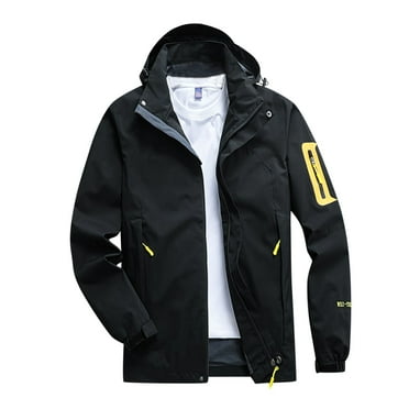 kpoplk Mens Windproof Hooded Windbreaker Jacket Lightweight Rain Raincoat with Hood for Golf Hiking Travel Black,5XL