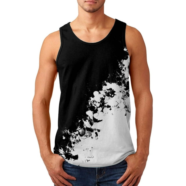 kpoplk Mens Workout Tank Tops,Workout Tank Tops for Men Printed O Neck Loose Fit Sportswear Quick Dry Casual Fitness Bodybuilding Muscle Tee White,5XL