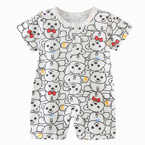 kpoplk Newborn Baby Boy Girl Romper Short Sleeve Summer Embroidery Cotton Jumpsuit Soft Skin-Friendly Infant Onesie 6-24 Months Size 0-6 Months,White