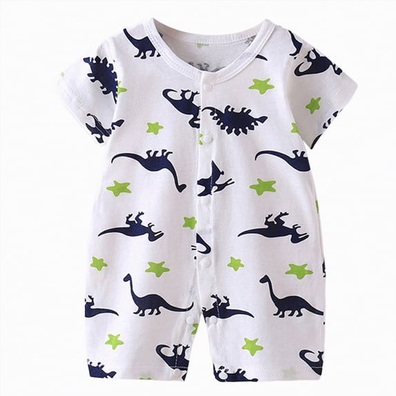 kpoplk Newborn Baby Boy Girl Romper Short Sleeve Summer Embroidery Cotton Jumpsuit Soft Skin-Friendly Infant Onesie 6-24 Months Size 18-24 Months,Green