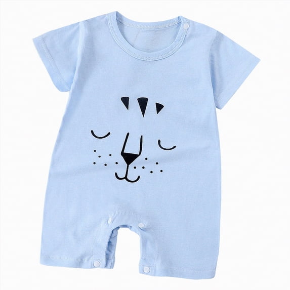 kpoplk Newborn Baby Boy Outfit Striped Cross Romper Short Sleeve Onesie Infant Cute Jumpsuit Spring Summer Church Clothes Size 18-24 Months,Blue