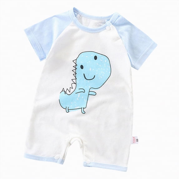 kpoplk Newborn Baby Boy Outfit Striped Cross Romper Short Sleeve Onesie Infant Cute Jumpsuit Spring Summer Church Clothes Size 6-12 Months,Sky Blue
