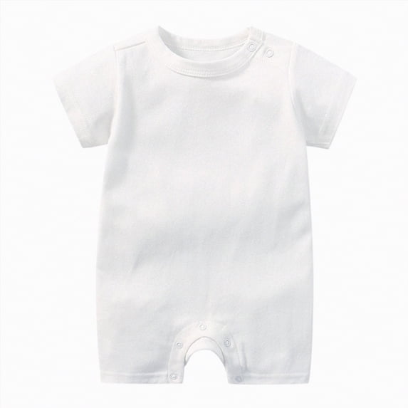 kpoplk Newborn Baby Boy Summer Jumpsuit Girl Embroidery Clothes Summer Waffle Round Neck Romper Onesie 3 6 12 18 Months Size 0-3 Months,White