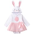 thumbnail image 1 of kpoplk Newborn Baby Girl Easter Outfit Long Sleeve Romper Hoodie Bodysuit Suspender Skirt Set Cute Baby Girl Spring Clothes Size 3-6 Months,White, 1 of 9