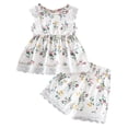 thumbnail image 1 of kpoplk Newborn Baby Girl Summer Clothes Infant Girl Outfits Sleeveless Ruffle Top Girls Bloomers Shorts Set 0 3 6 12 18 24 36 Month Size 3-4 Years,White, 1 of 7