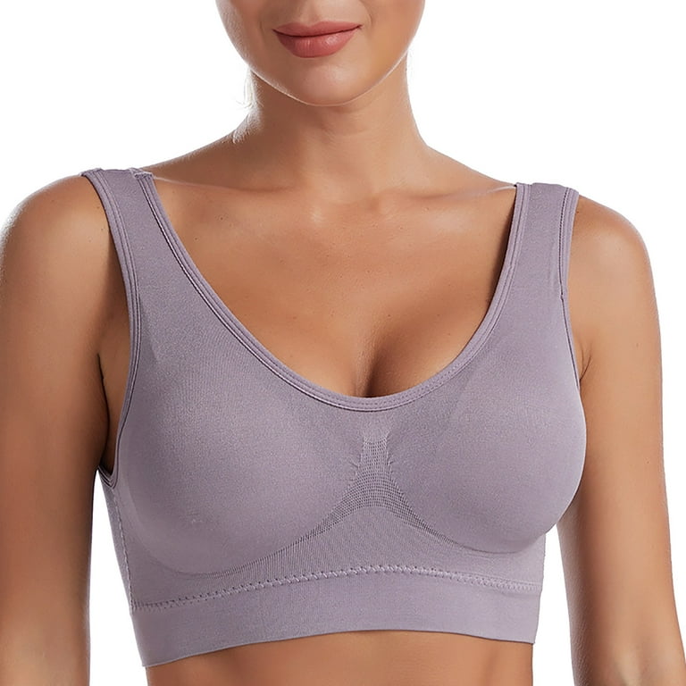 kpoplk Plus Size Sports Bra,Compression Wirefree High Support Bra for Women  Small to Plus Size Everyday Wear, Exercise and Offers Back Support(Grey)