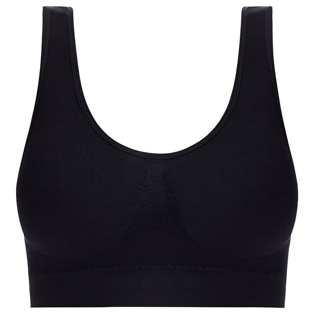 kpoplk Plus Size Sports Bra,Smooth Wireless Bra for Women, Seamless 360 Degree Support, Smooth fit no Buldges(Black)