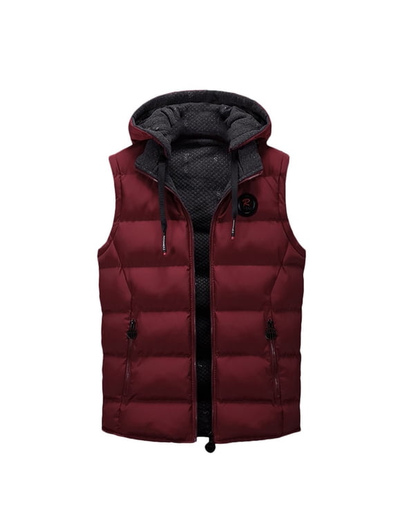 Puffer Vest Men Lightweight Windproof Vest Zip Up Sleeveless Puffer Jacket Stand Collar Quilted Bubble Vest Warm Outwear Red,3XL
