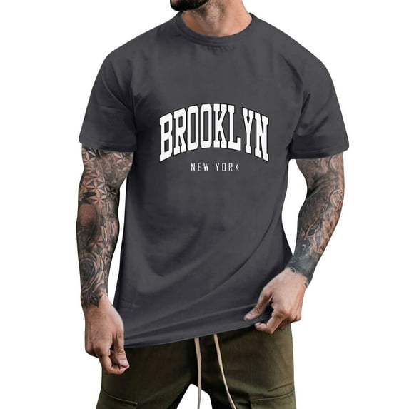 kpoplk Pullover Tops for Men Short Sleeve Shirts Classic Fit Crew Neck Tee T-Shirts(Dark Gray,4XL)