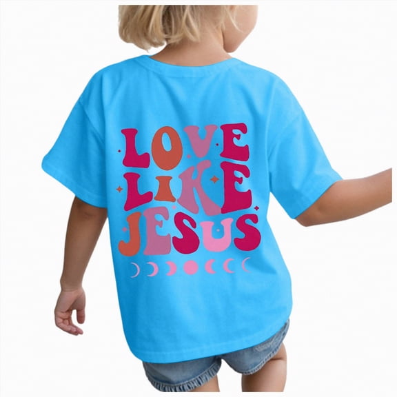 kpoplk Shirt for Girls Toddler Kids Graphic Short Sleeve Shirts Cotton Baby Girl T Shirt Summer Tops(Sky Blue,7-8 Y)