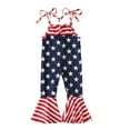 thumbnail image 1 of kpoplk Short Sleeve Onesie,Toddler Baby Girl Denim Floral Dress Sleeveless Ruffle Mesh Princess Dresses Summer Clothes One Piece Outfits(Navy), 1 of 5