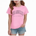 thumbnail image 1 of kpoplk Summer Girls Shirts Cotton Soft Kids Short Sleeve Clothes Size 6-15 Year(Pink,11-12 Y), 1 of 4