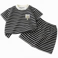 thumbnail image 1 of kpoplk Summer Toddler Baby Boy Girl Clothes Aunties/Mamas Boy Outfits 3 6 12 18 24 Months 2T 3T 4T Short Sleeve Tops Shorts Set 18-24 Months,Black, 1 of 7