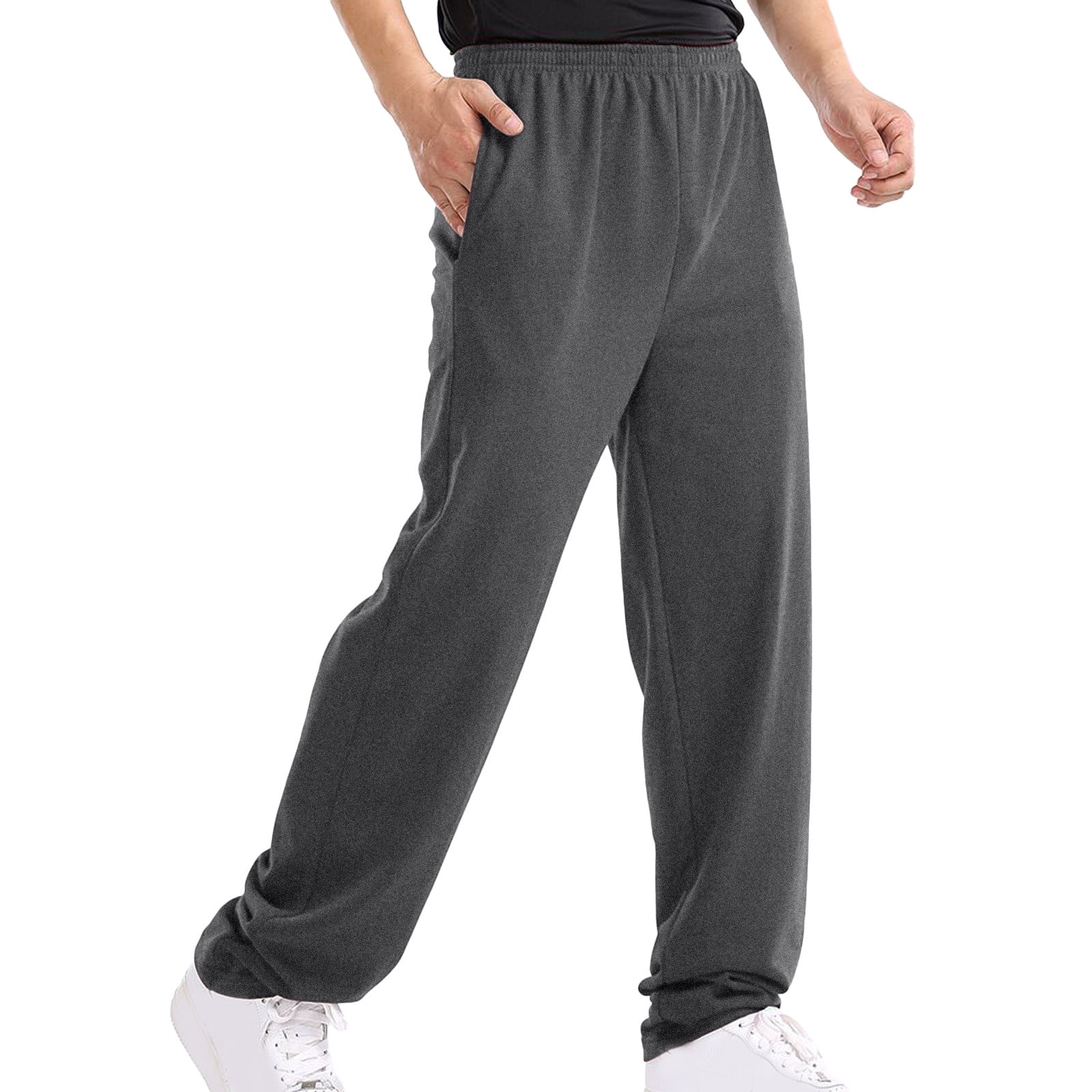 kpoplk Sweatpants Men,Mens Sweatpants Running Stretch Drawstring Pocket  Sweatpants Gym Pants Sports Joggers Running Sweat Pants(Dark Gray,M)