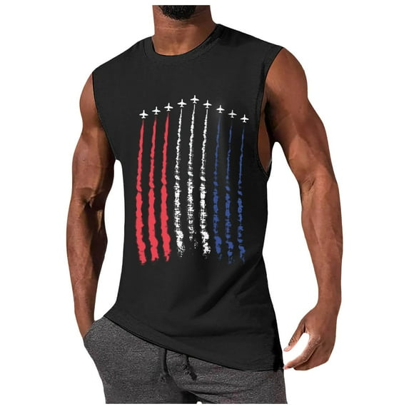 kpoplk Tank Tops Summer American Independence Day 3D Print Casual Men's Tank Top Black,3XL