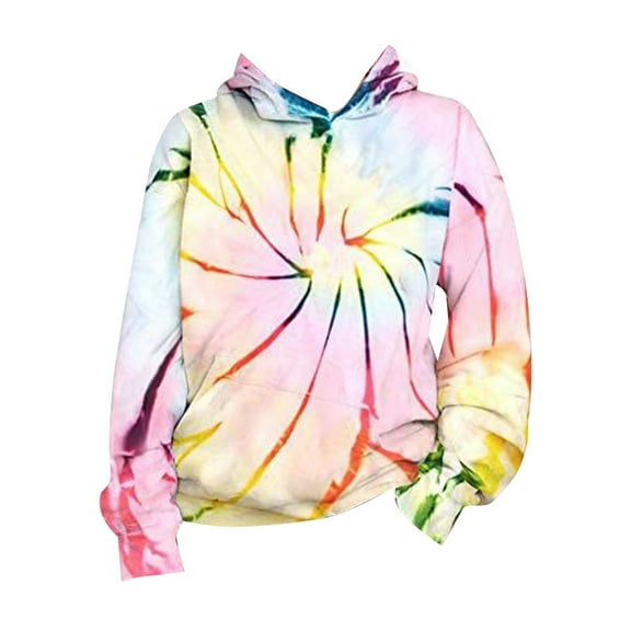 kpoplk Teen Girl Clothes Tie Dye Sweatshirt Tops Girls Fall Winter Hoodie(Yellow,7-8 Years)