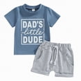 thumbnail image 1 of kpoplk Toddler 2 Piece Outfit Boy 5T Summer Short Sleeve Crewneck Solid T-Shirt Pocket Shorts(Blue,12-18 M), 1 of 9