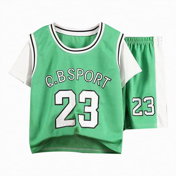 kpoplk Toddler 2 Piece Outfits Baby Boy 18 Months Truck Print Short Sleeve T-Shirt Elastic Shorts(Green,5-6 Y)