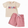 thumbnail image 1 of kpoplk Toddler Baby Boy Clothes Golf Cart Embroidery Short Sleeve T-Shirt Top Gingham Seersucker Shorts Set Summer Outfits(Red,2-3 Y), 1 of 8