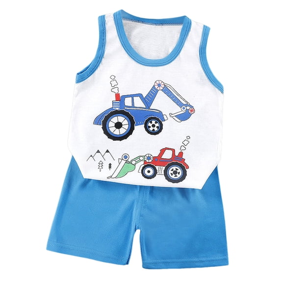 kpoplk Toddler Baby Boy Clothes Outfits Sleeveless Tops Striped Shorts Summer Baby Boys Clothes Set(White,2-3 Y)