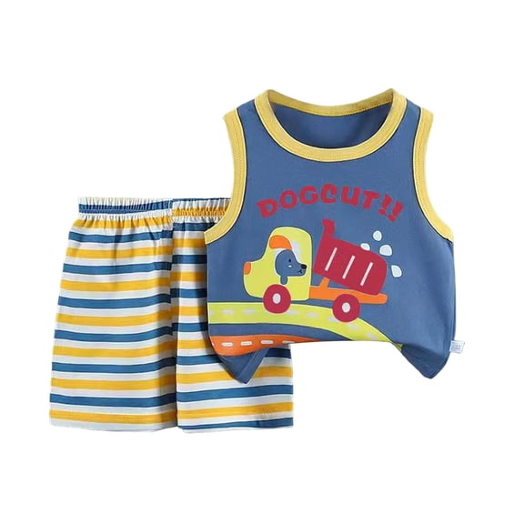 kpoplk Toddler Baby Boy Clothes Sleeveless Vest Tank Tops Jogger Shorts Sets 2Pcs Cute Infant Boys Summer Casual Outfits(Red,3-4 Y)