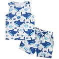thumbnail image 1 of kpoplk Toddler Baby Boy Clothes Summer Outfits 2-Piece Sleeveless Tank Top Shorts Set Dinosaur Print 6M-4T(Blue,18-24 M), 1 of 8