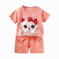 thumbnail image 1 of kpoplk Toddler Baby Boy Girl First Birthday Outfit Short Sleeve Shirt Plaid Shorts Sets Summer Birthday Clothes 2Pcs 18-24 Months,Pink, 1 of 4