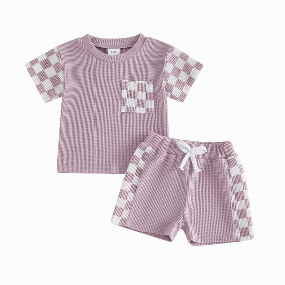 kpoplk Toddler Baby Boy Hunting Clothes Mallard Duck Pocket Short Sleeve Shirt Duck Print Shorts Set 2pcs Summer Outfit(Purple,0-6 M)