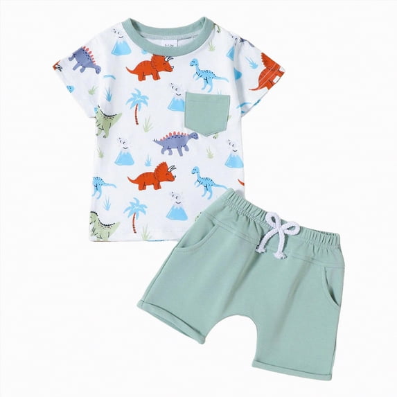 kpoplk Toddler Baby Boy Hunting Clothes Mallard Duck Short Sleeve T Shirt Top Camo Shorts Set 2Pcs Casual Summer Outfits(Green,12-18 M)
