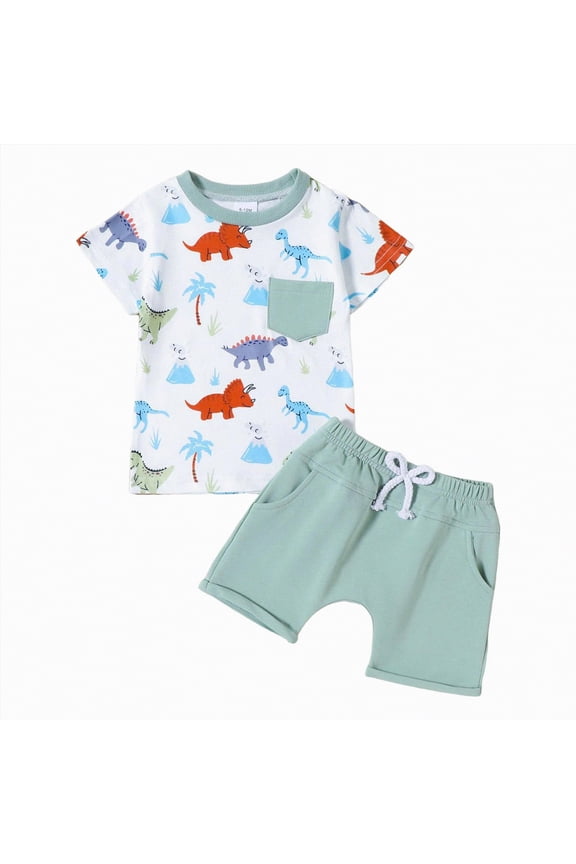 Toddler Baby Boy Hunting Clothes Mallard Duck Short Sleeve T Shirt Top Camo Shorts Set 2Pcs Casual Summer Outfits(Green,2-3 Y)