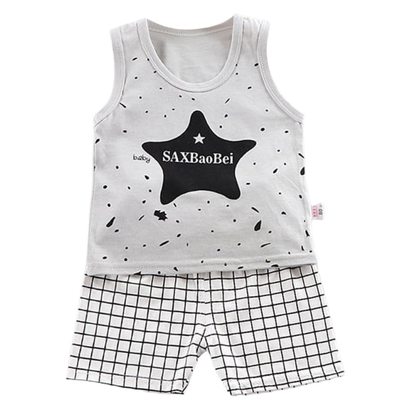 kpoplk Toddler Baby Boy Outfits Shorts Sleeve Summer Beach Cocos T Shirts Shorts Clothing Set(Grey,9-18 M)