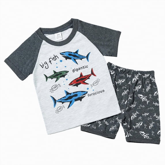 kpoplk Toddler Baby Boy Summer Clothes Tractor Letter Short Sleeve T-Shirt Tops Pockets Casual Shorts Set Infant Outfits(Sky Blue,3-4 Y)