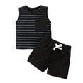thumbnail image 1 of kpoplk Toddler Baby Boy Summer Outfit Sleeveless Tank Tops + Casual Shorts Set 2 Piece Infant Beach Clothes(Black,1-2 Y), 1 of 6