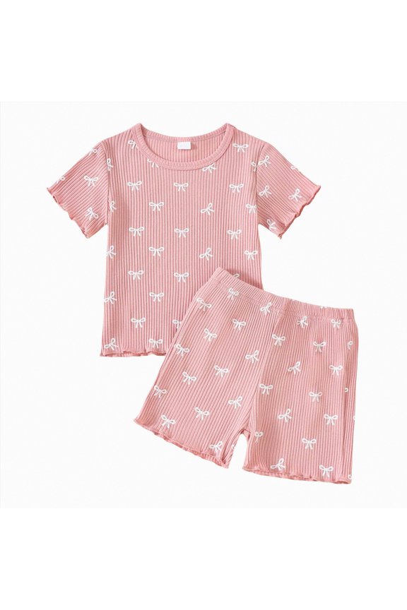 Toddler Baby Girl 2PCS Embroidered Short Sleeve Tops Elastic Waist Shorts Outfits Set(Red,3-4 Y)