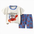thumbnail image 1 of kpoplk Toddler Baby Girl Boy Outfits Floral Summer Clothes Infant Spring Waffle Short Sleeve Shirt Tops Cute Shorts Set 5-6 Years,Light Yellow, 1 of 4
