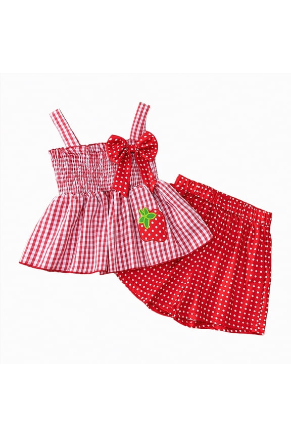 Toddler Baby Girl Outfit Summer Fly Sleeve Dessert House/Floral Embroidery T-shirt Top Shorts Pants 2PCS Clothes Set(Red,6 Y)