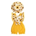 thumbnail image 1 of kpoplk Toddler Baby Girl Outfits Floral Summer Clothes Waffle Sleeveless Tops Ruffle Shorts Cute Infant Spring Clothes Set Size 18-24 Months,Yellow, 1 of 9
