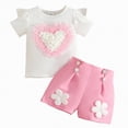 thumbnail image 1 of kpoplk Toddler Baby Girl Summer Clothes 3 6 9 12 18 24 Months Cotton Outfits Short Sleeve Contrast T-Shirts Tops Shorts Sets(Pink,9-12 M), 1 of 7