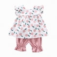 thumbnail image 1 of kpoplk Toddler Baby Girl Summer Clothes Outfit Funny Letter T Shirt Top Short Set Infant Girl Clothes 6 12 18 months 2T 3T(Pink,18-24 M), 1 of 6
