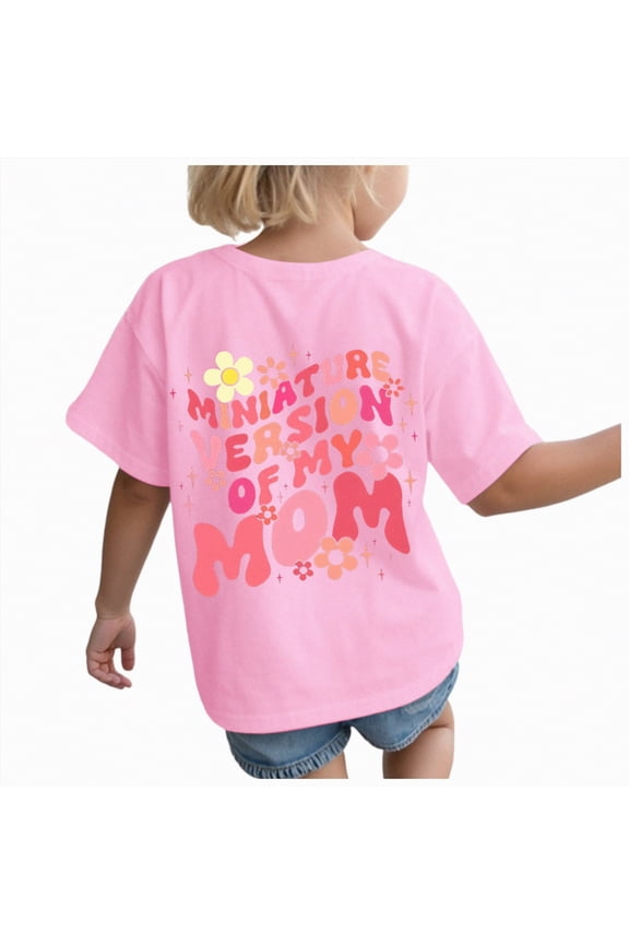 Toddler Baby Girls Flower Shirt Cute Graphic Short Sleeve T-Shirt Kids Print Graphic Summer Tees Top(Pink,5-6 Y)