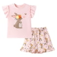 thumbnail image 1 of kpoplk Toddler Baby Girls Summer Outfit Sleeveless Lace Trim Tank Tops and Shorts Clothing Sets Size 6-7 Years,Pink, 1 of 8