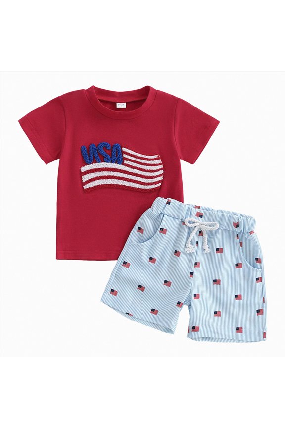Toddler Boy Deep Sea Shark Print Short Sleeve Tee Shorts Summer Play Clothes Outfit 18 Months-4T Red,6-12 M