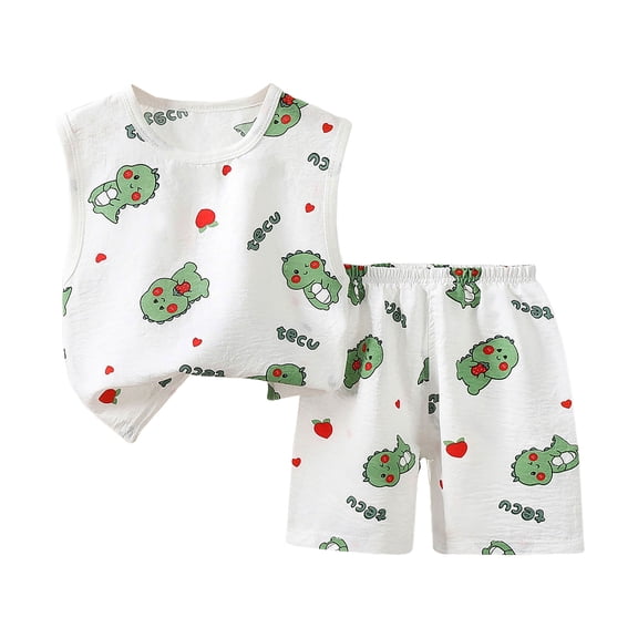 kpoplk Toddler Boys 2-piece Tank Top and Shorts Set Summer Clothes Cotton Shirts and Shorts Kids Outfits(Green,18-24 M)