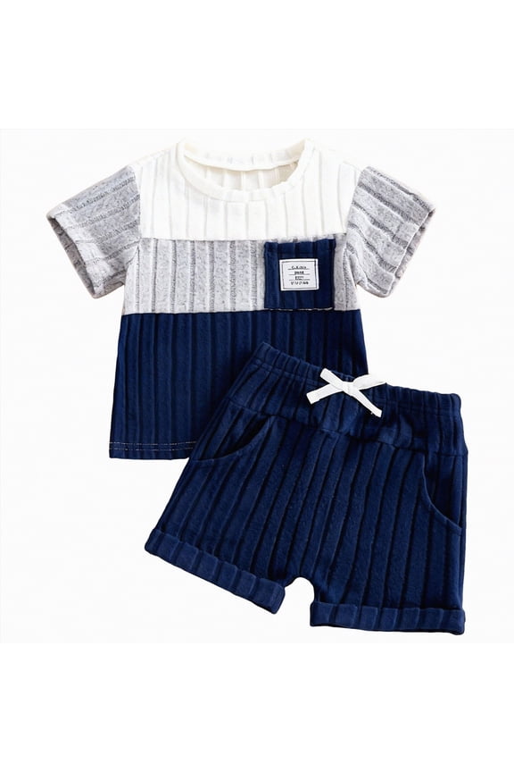 Toddler Boys Summer Clothes Kids Dinosaur Outfit Short Sleeve T Shirt Shorts Sets 6 12 18 24 Months 2T 3T 4T(Blue,2-3 Y)